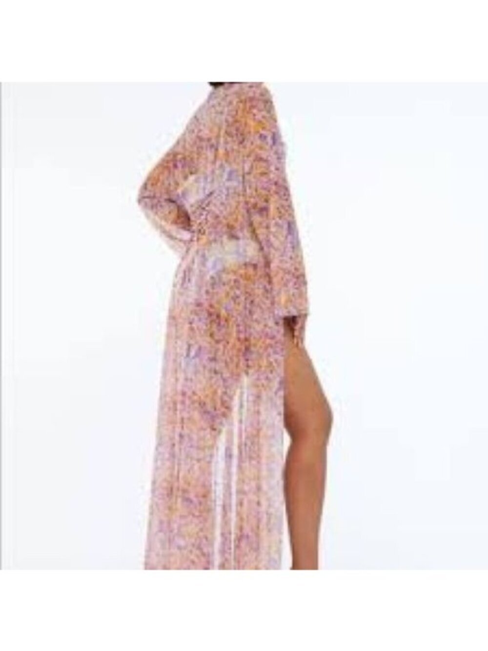 Savage x Fenty Cyber Cat Long Robe Women's size XL 1X Orange Purple Ikat NEW